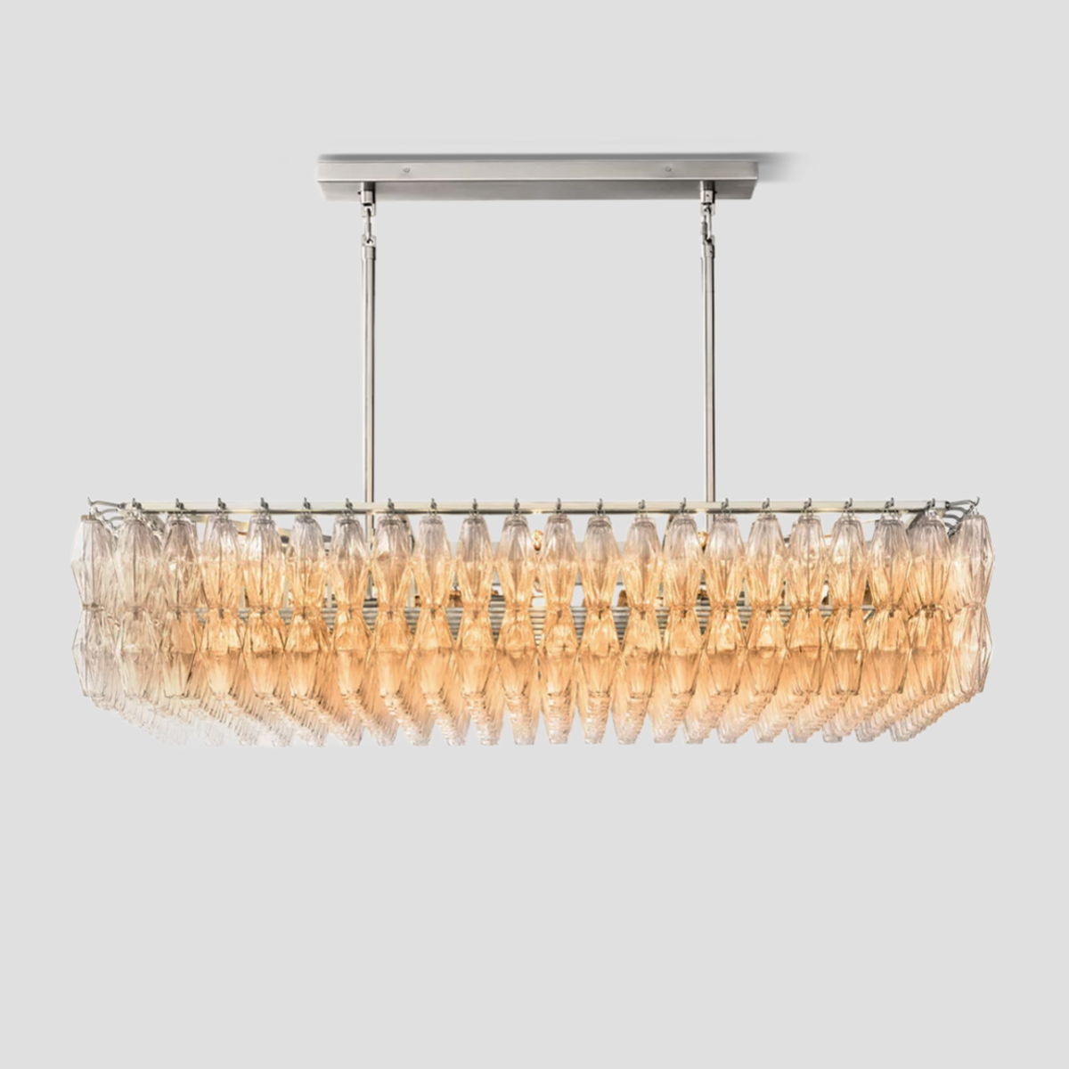 Chiara Glass Tiered Rectangular Chandelier – Glass detail 10