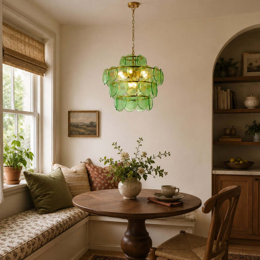 French Art Layered Discs Glass Pendant Light