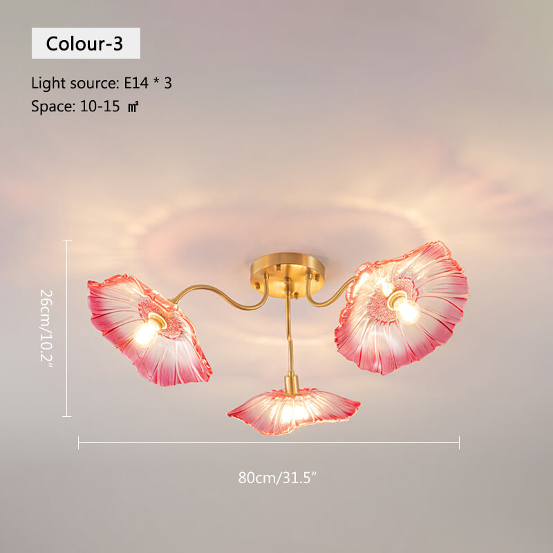 Lotus Leaf Glass Ceiling Lamp for Living Room – Glass detail 15