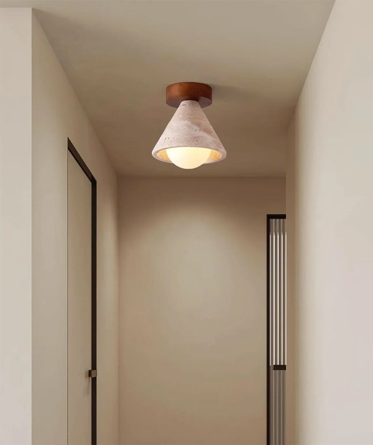 Cone Kayla Travertine Ceiling Light – Travertine detail 4