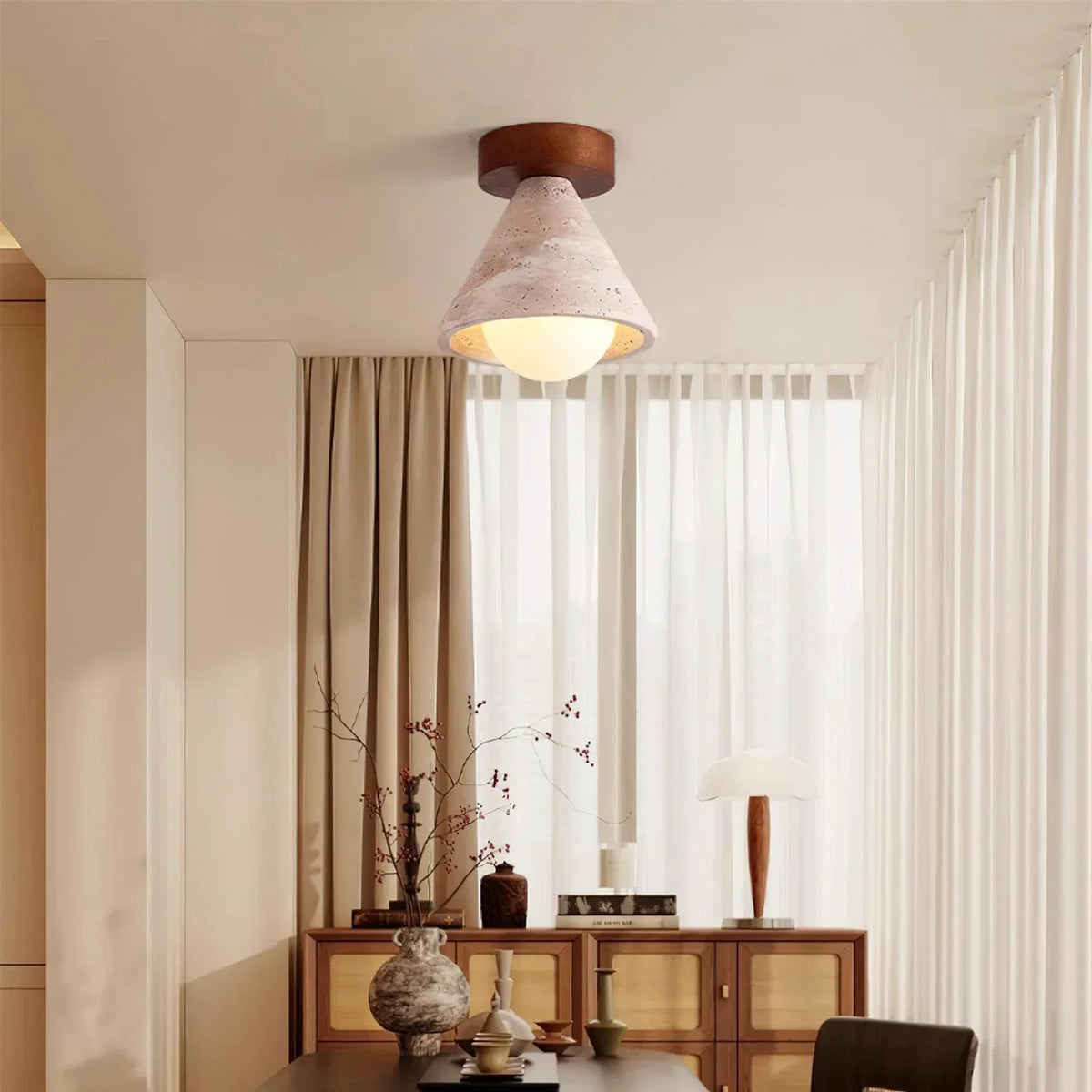 Cone Kayla Travertine Ceiling Light – Travertine detail 2