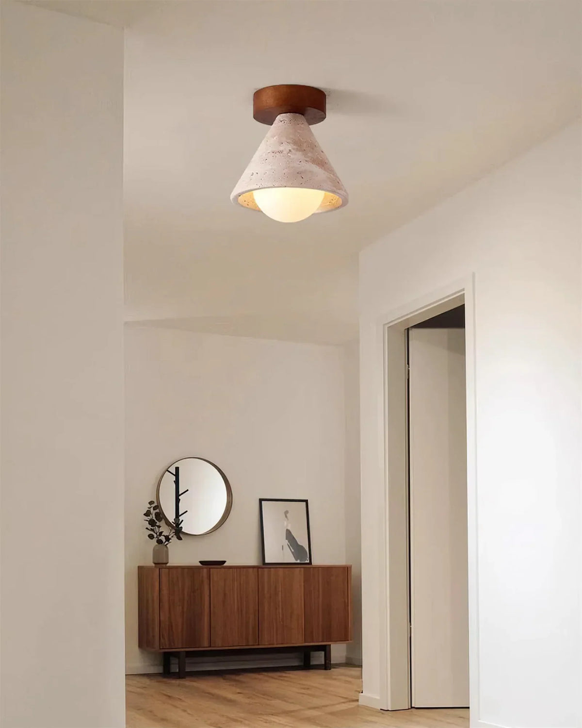 Cone Kayla Travertine Ceiling Light – Travertine detail 5