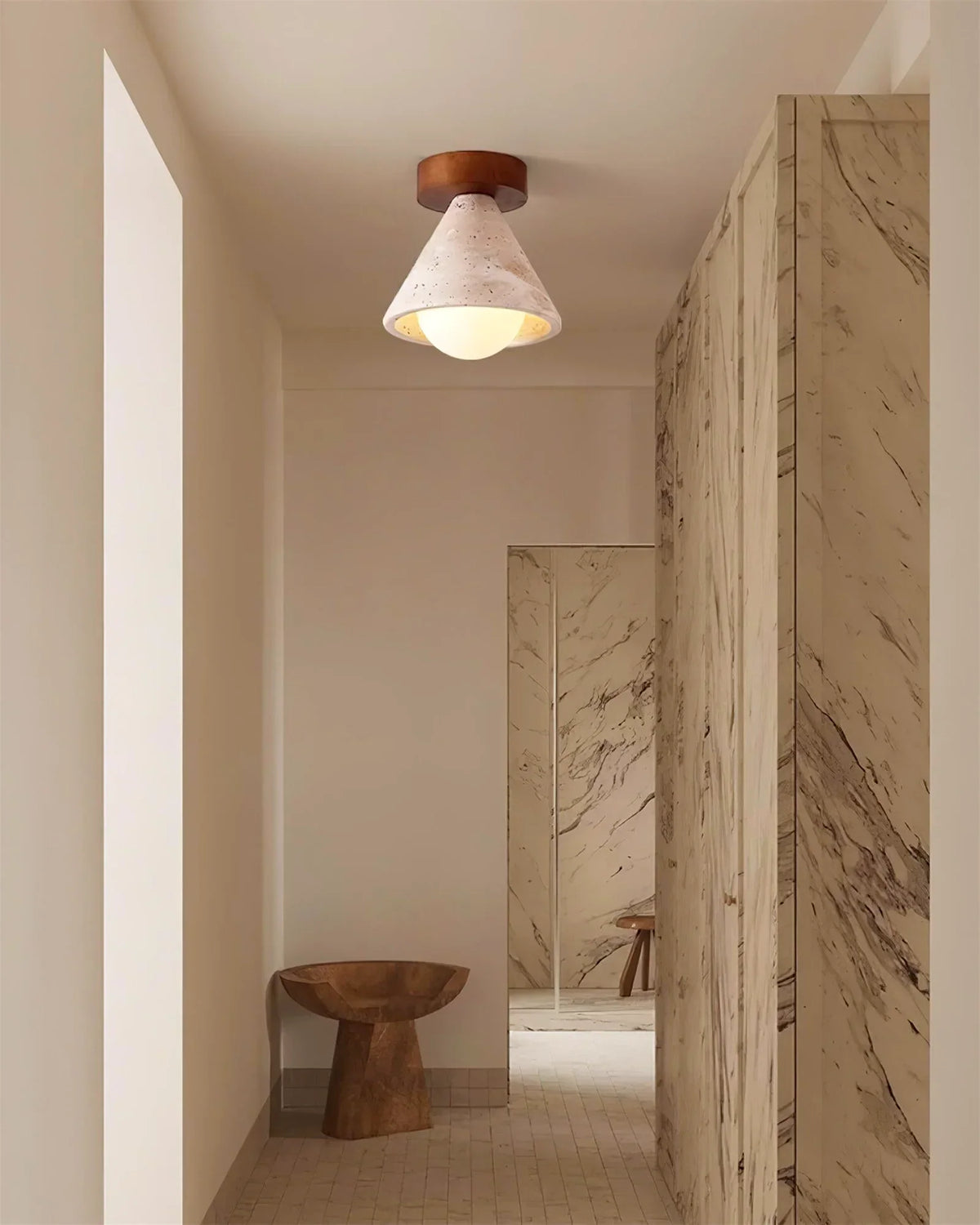 Cone Kayla Travertine Ceiling Light – Travertine detail 3