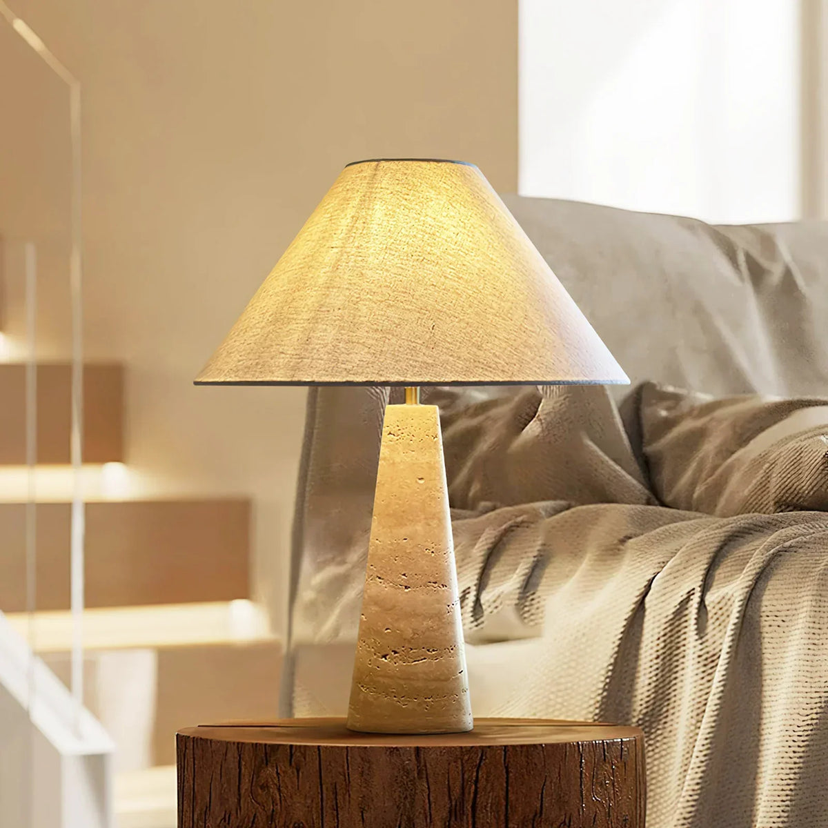 Cone Lulu Travertine Table Lamp – Travertine detail 2