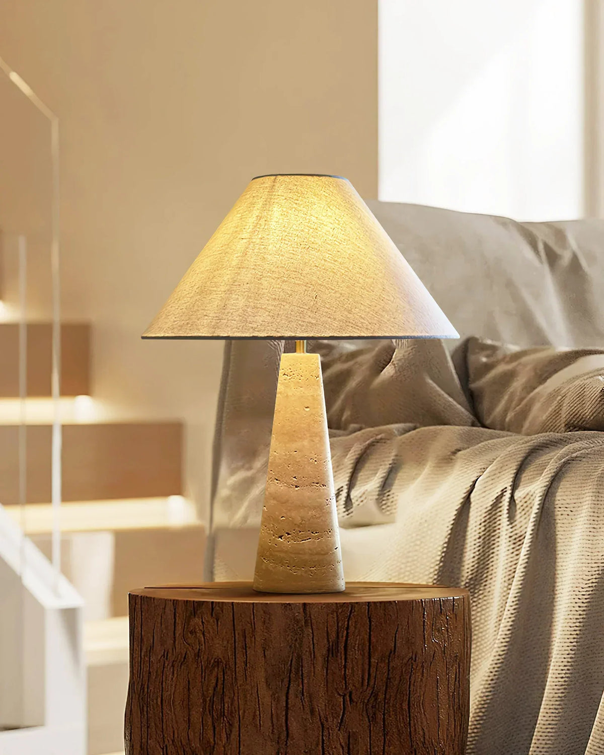 Cone Lulu Travertine Table Lamp – Travertine detail 7