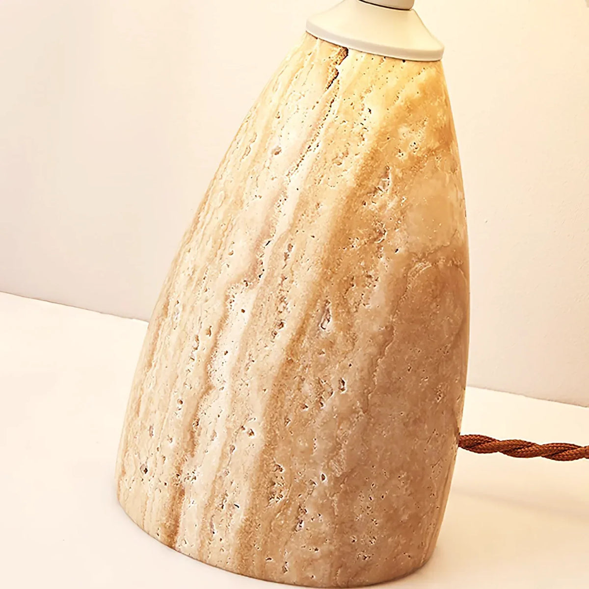 Conical Gusnow Travertine Table Lamp – Travertine detail 5