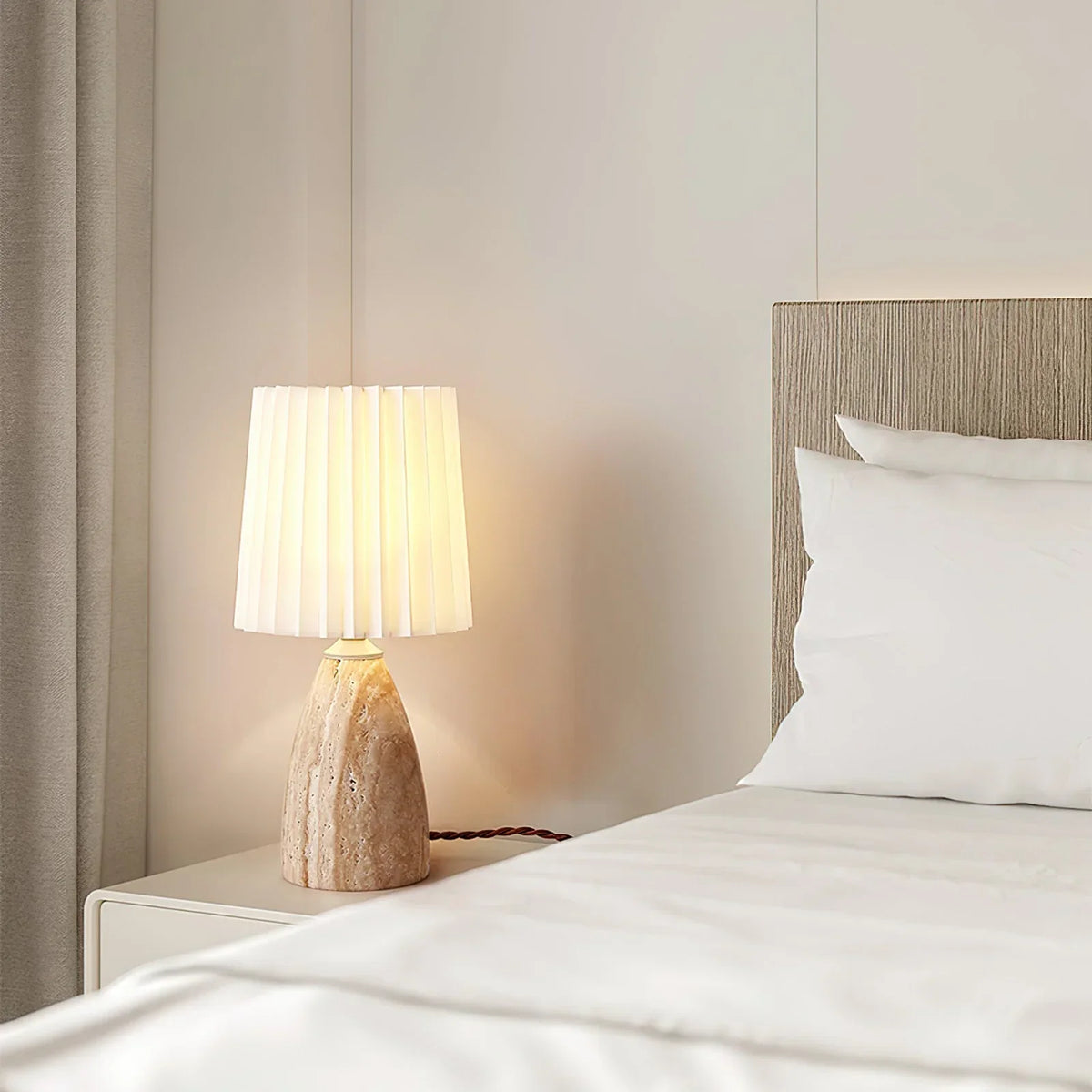 Conical Gusnow Travertine Table Lamp – Travertine detail 4