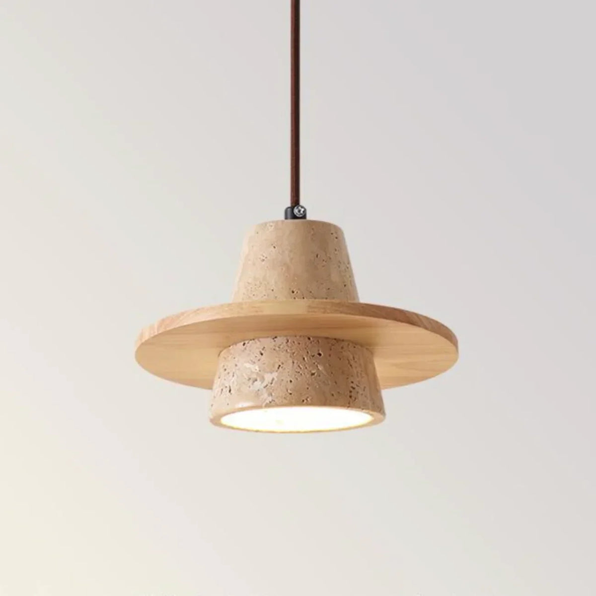 Conical Travertine Ring Pendant Lamp – Travertine detail 17
