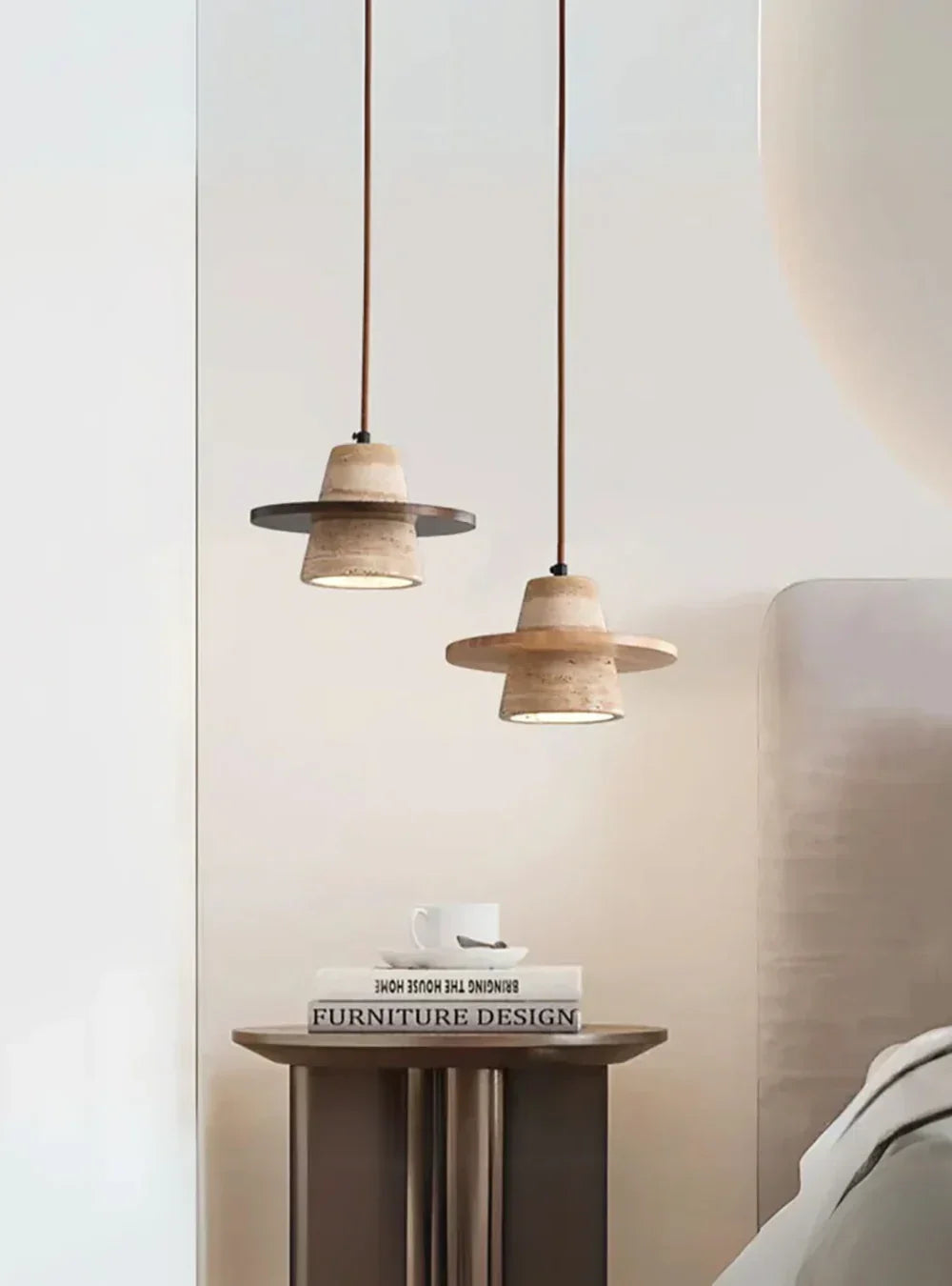 Conical Travertine Ring Pendant Lamp – Travertine detail 10