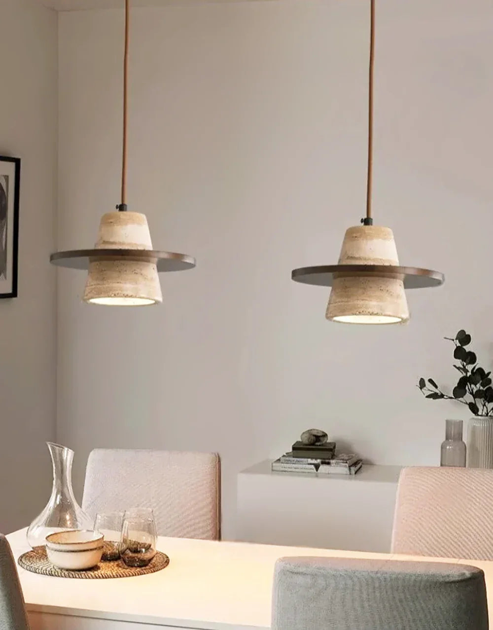 Conical Travertine Ring Pendant Lamp – Travertine detail 12
