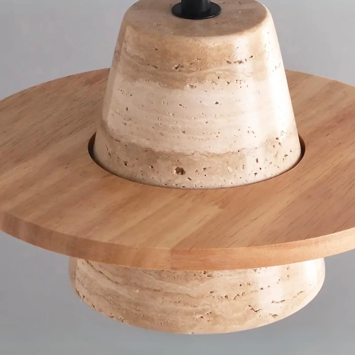 Conical Travertine Ring Pendant Lamp – Travertine detail 14