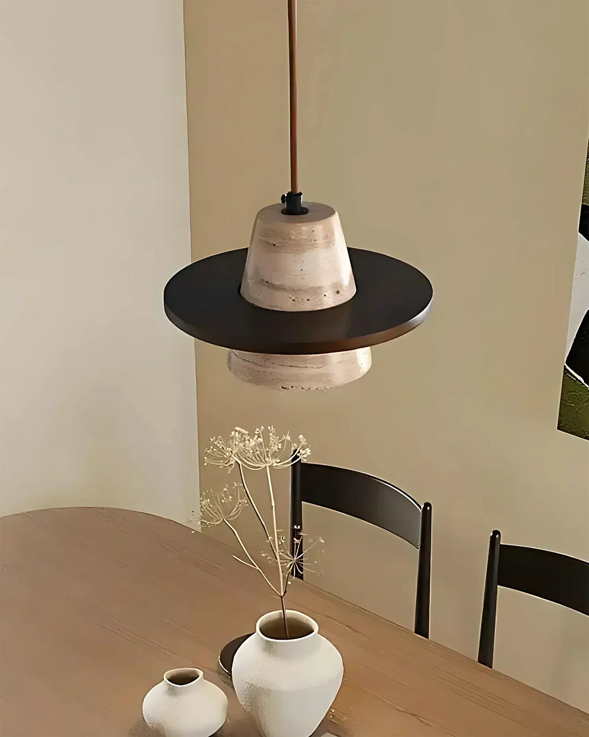 Conical Travertine Ring Pendant Lamp – Travertine detail 13