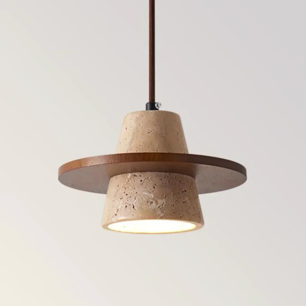 Conical Travertine Ring Pendant Lamp – Travertine detail 19