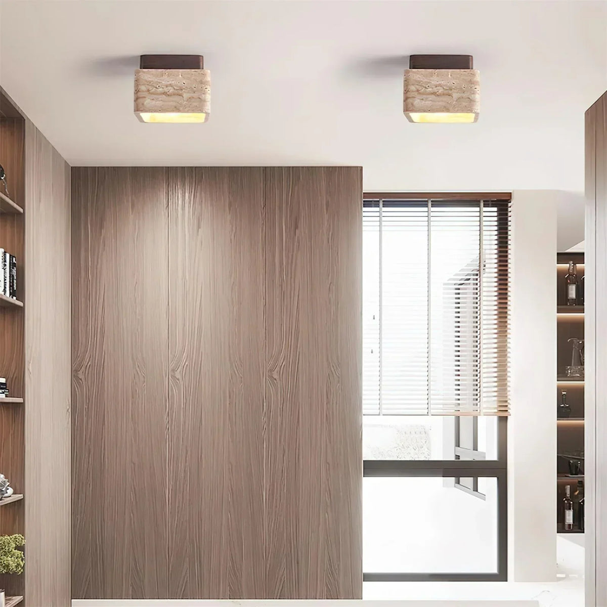 Cube Terra Block Travertine Ceiling Light – Travertine detail 6