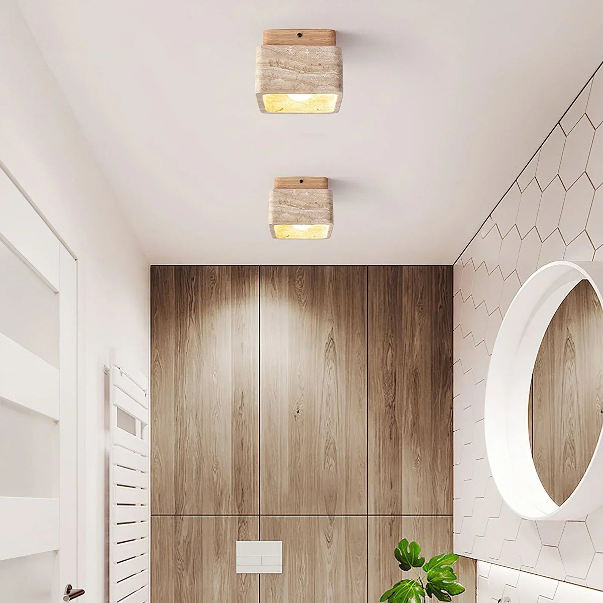 Cube Terra Block Travertine Ceiling Light – Travertine detail 4