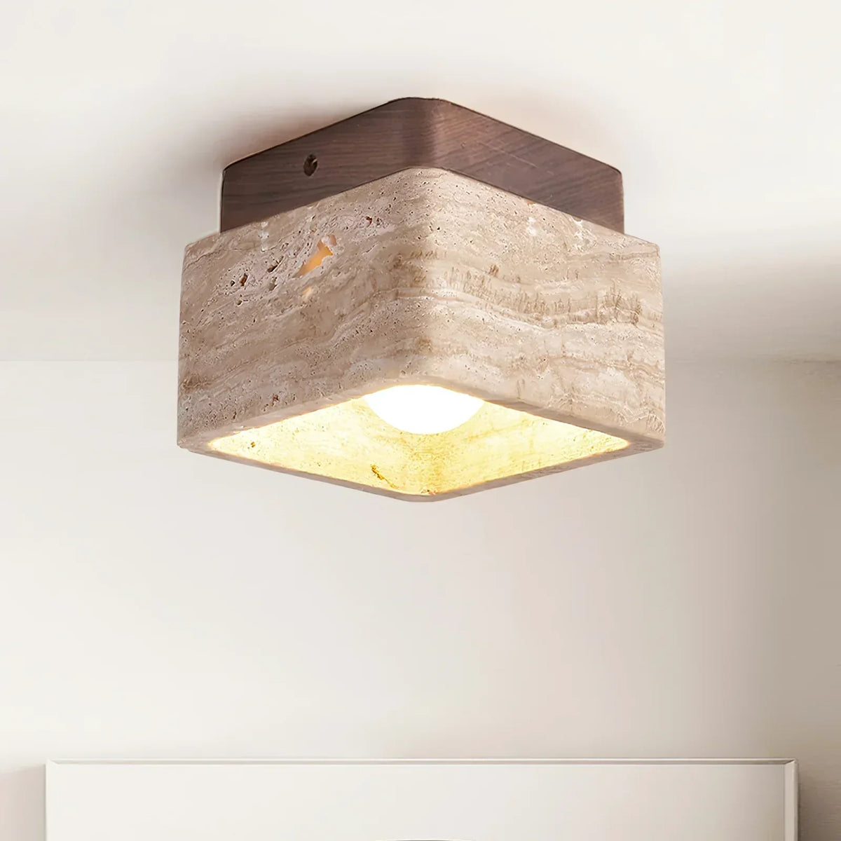 Cube Terra Block Travertine Ceiling Light – Travertine detail 8