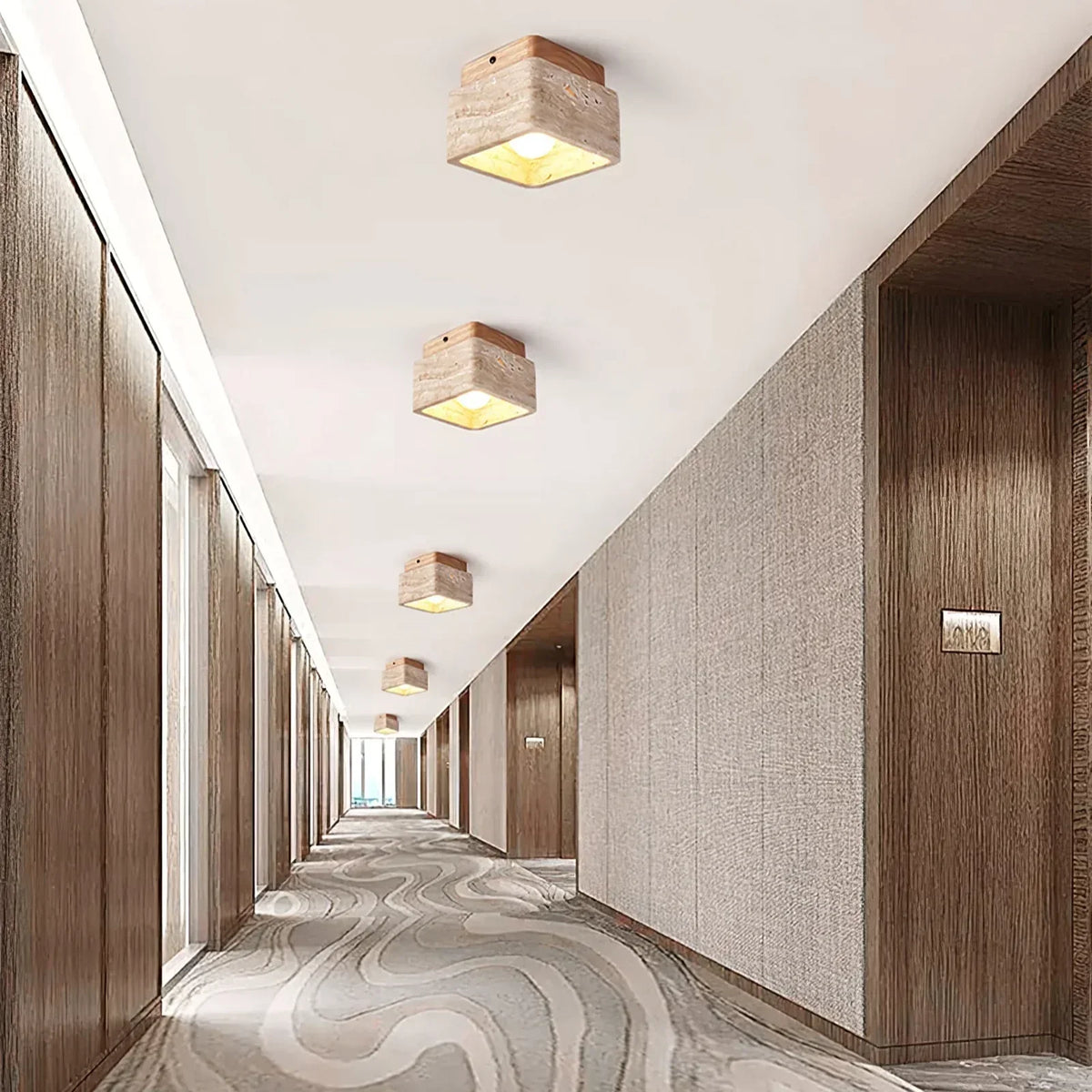 Cube Terra Block Travertine Ceiling Light – Travertine detail 5