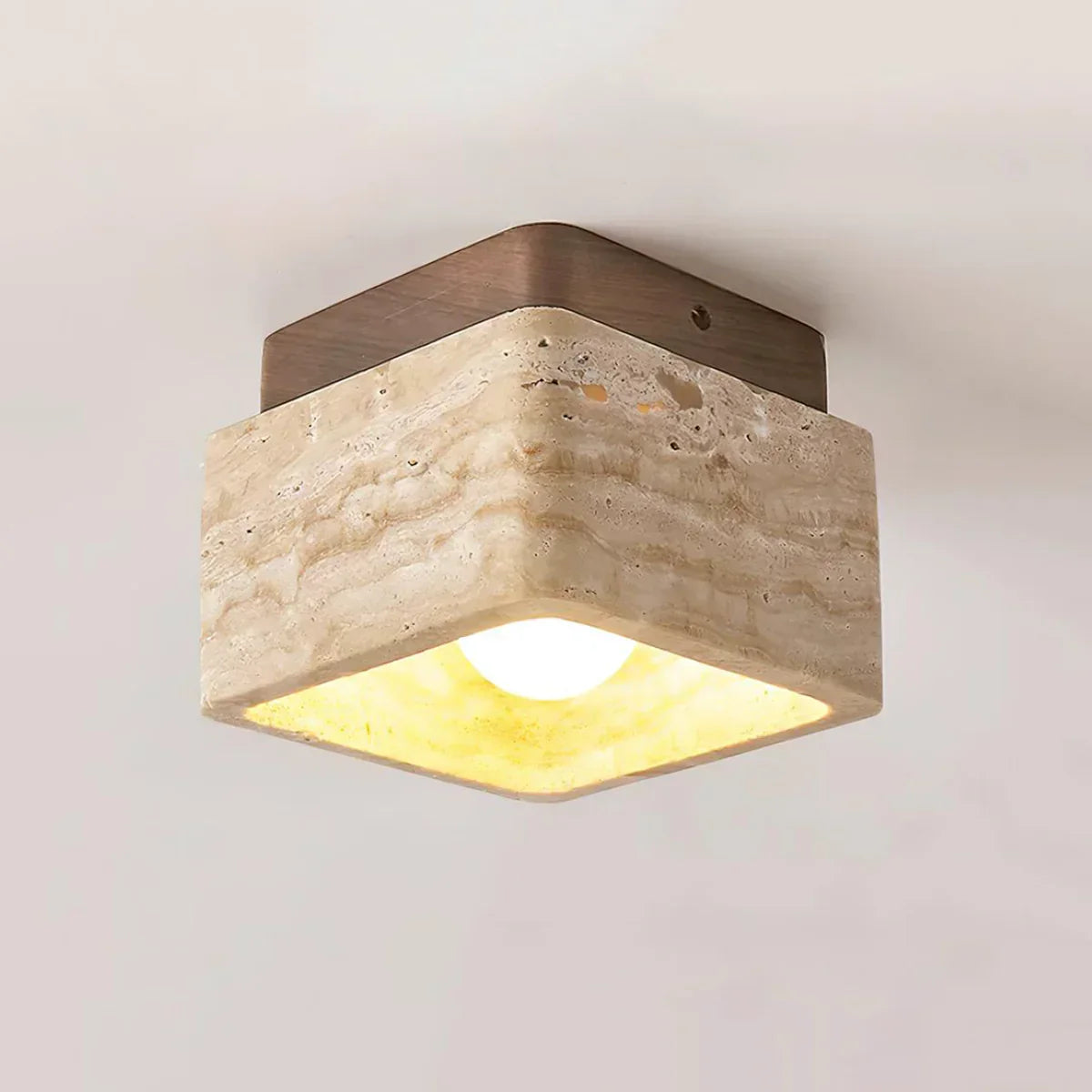 Cube Terra Block Travertine Ceiling Light – Travertine detail 14