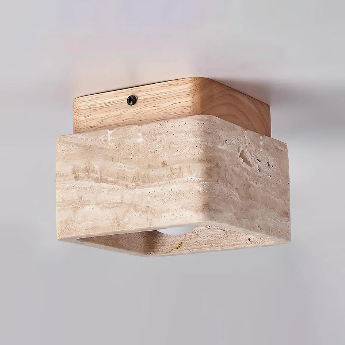 Cube Terra Block Travertine Ceiling Light – Travertine detail 12