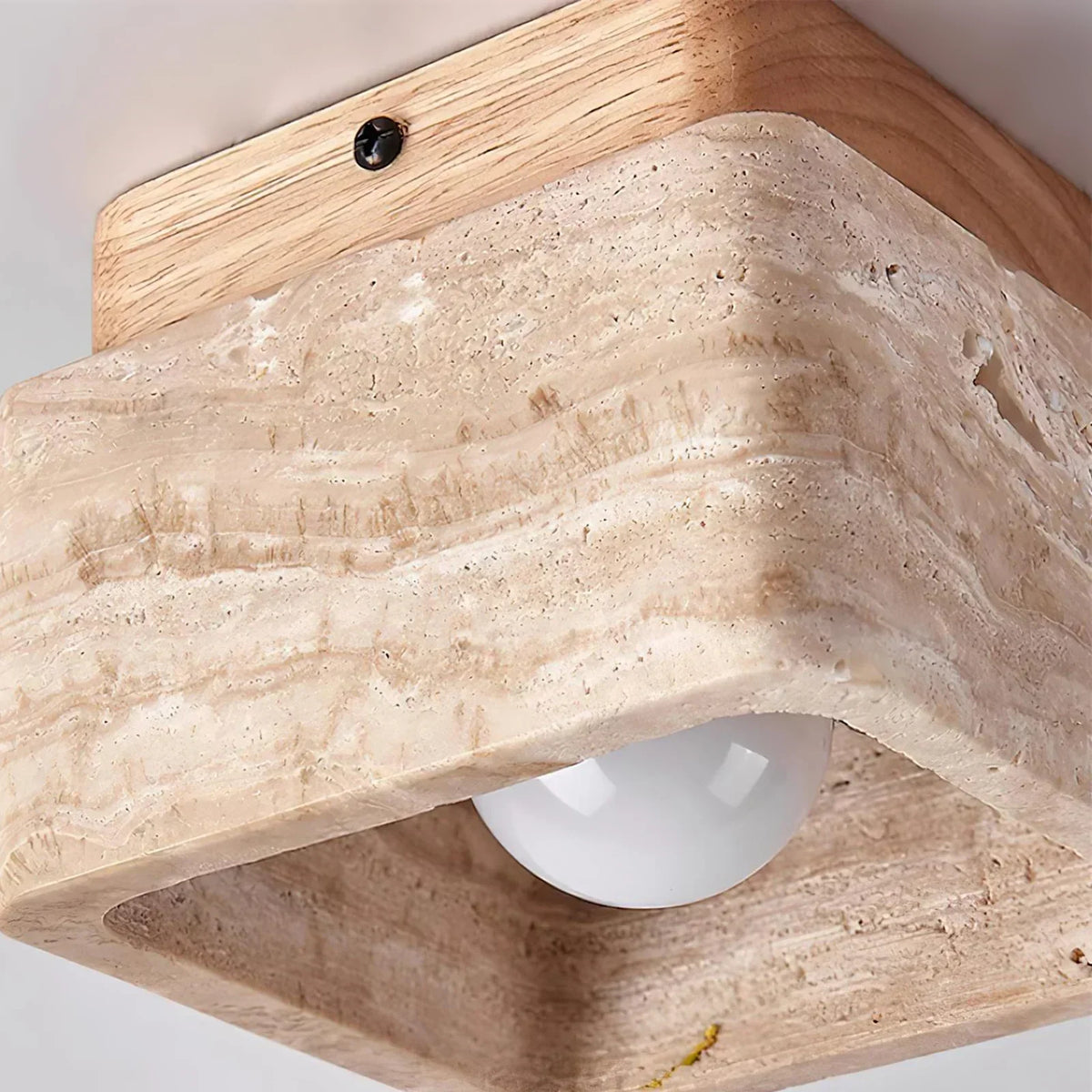 Cube Terra Block Travertine Ceiling Light – Travertine detail 10