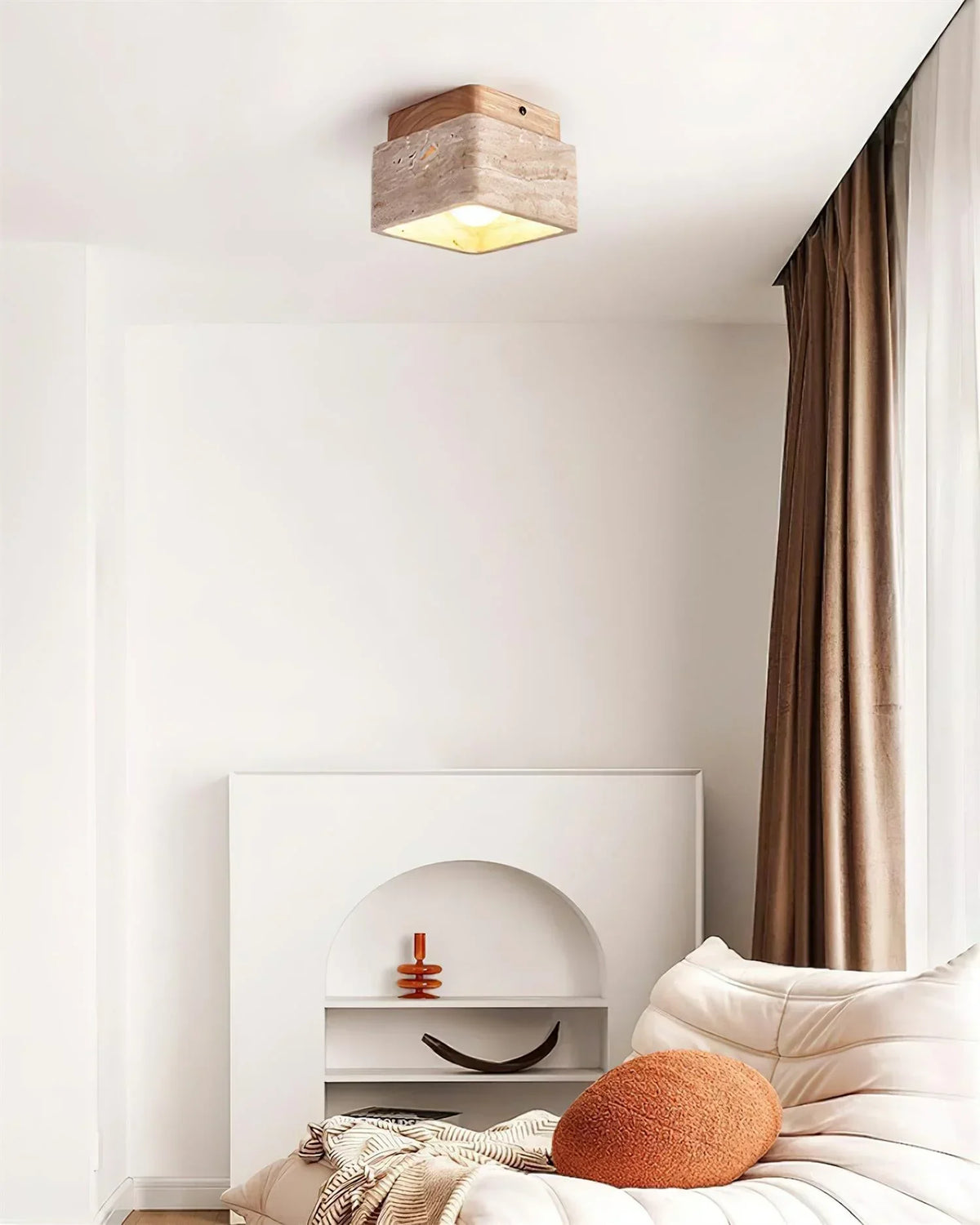 Cube Terra Block Travertine Ceiling Light – Travertine detail 7