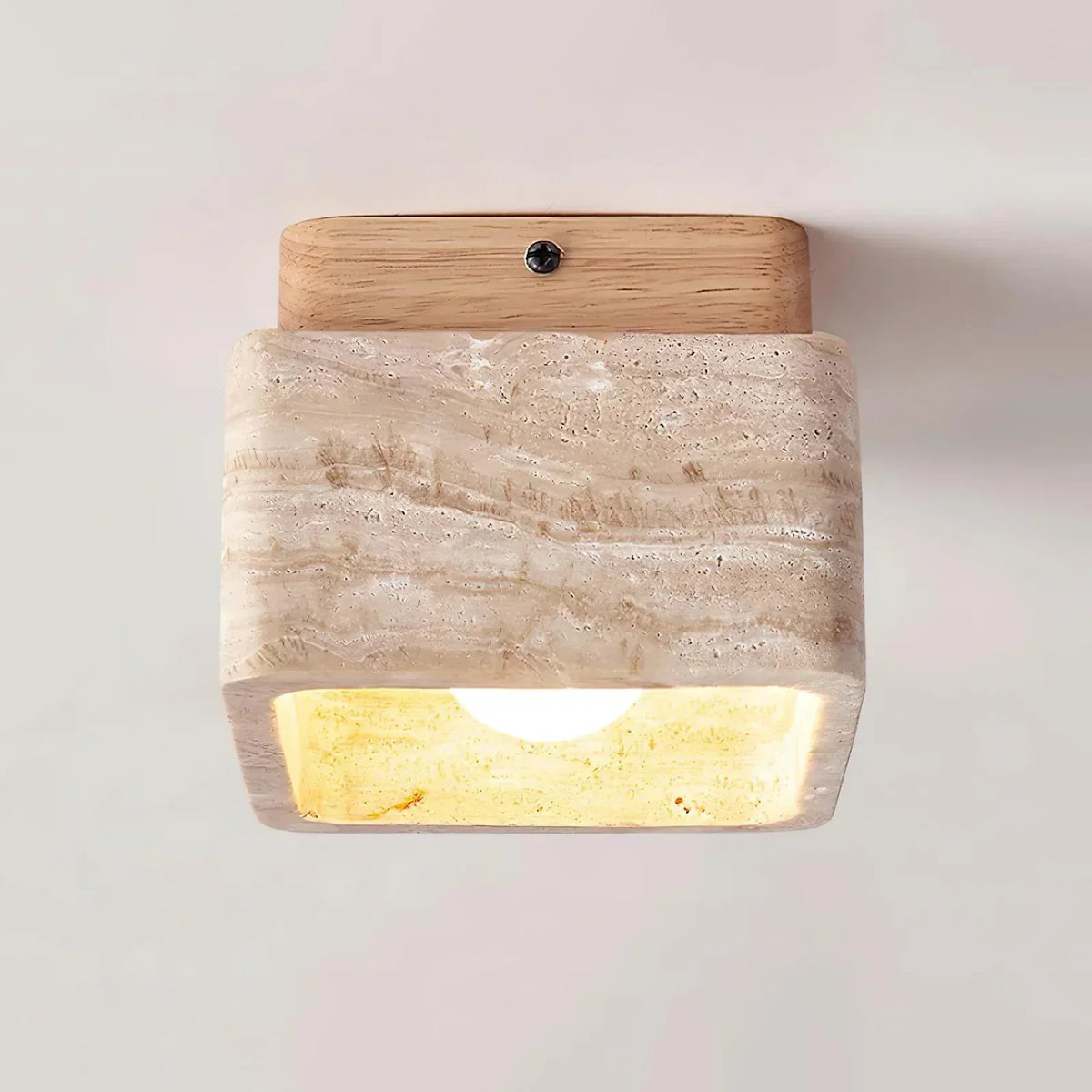 Cube Terra Block Travertine Ceiling Light – Travertine detail 13