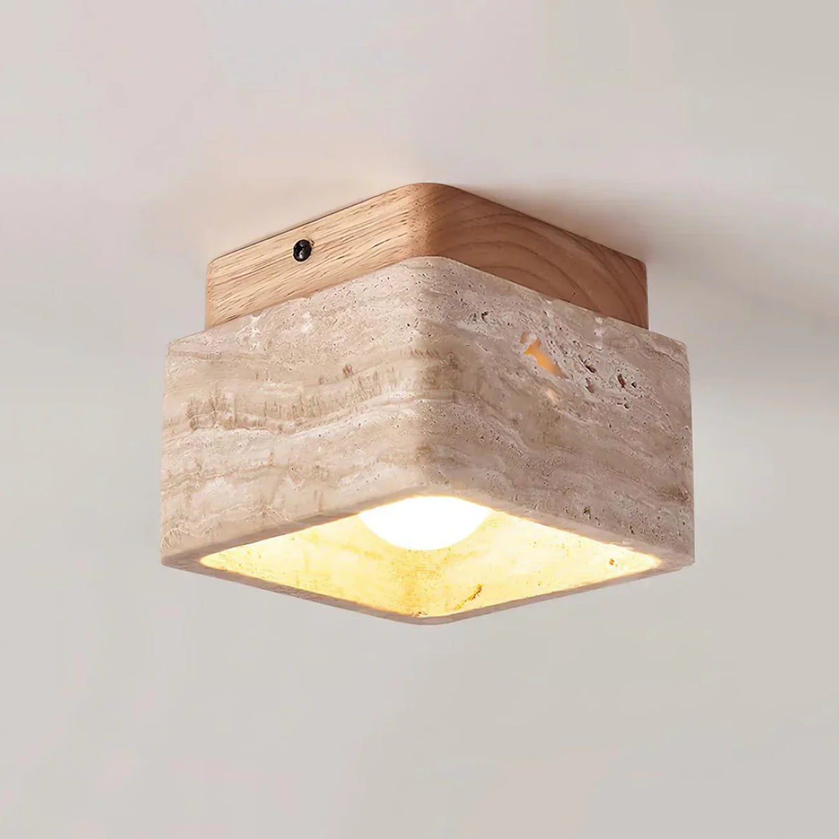 Cube Terra Block Travertine Ceiling Light – Travertine detail 11