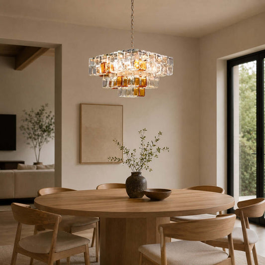 Murano Layered Cube Glass Chandelier