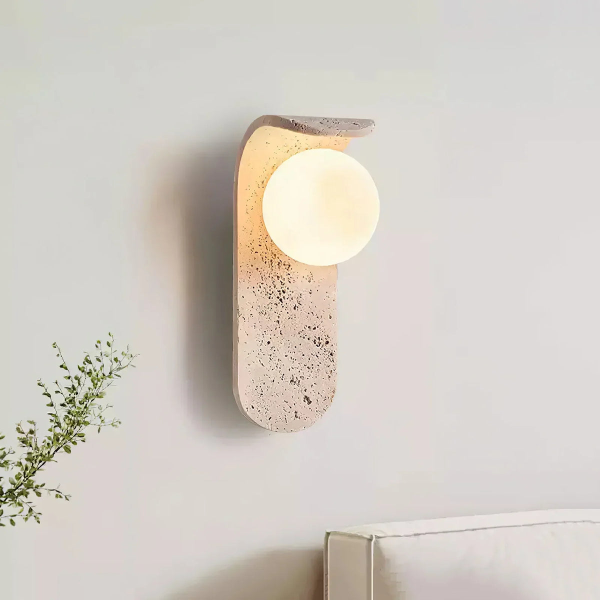 Curve Solis Travertine Wall Lamp – Travertine detail 3