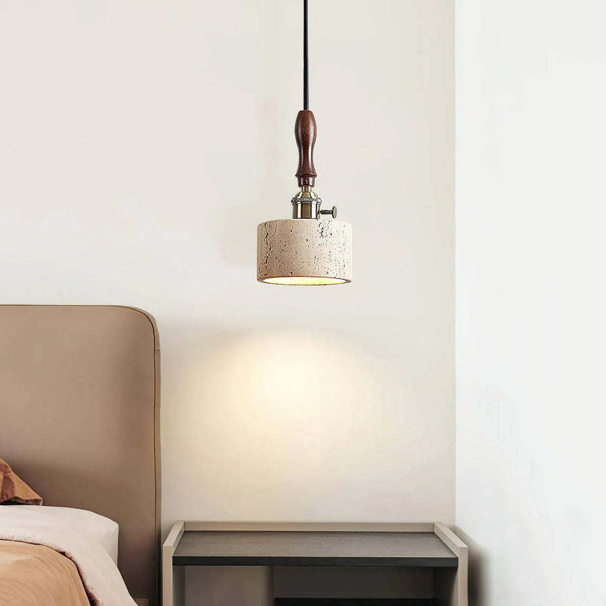 Cylinder Franciska Travertine Pendant Lamp – Travertine detail 4