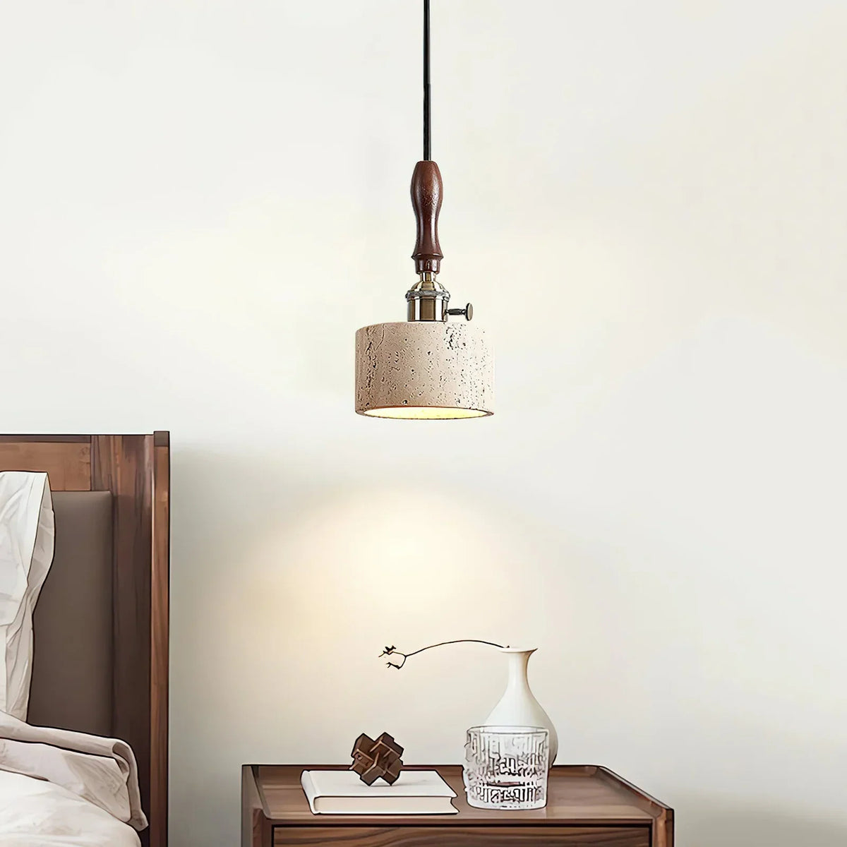 Cylinder Franciska Travertine Pendant Lamp – Travertine detail 2