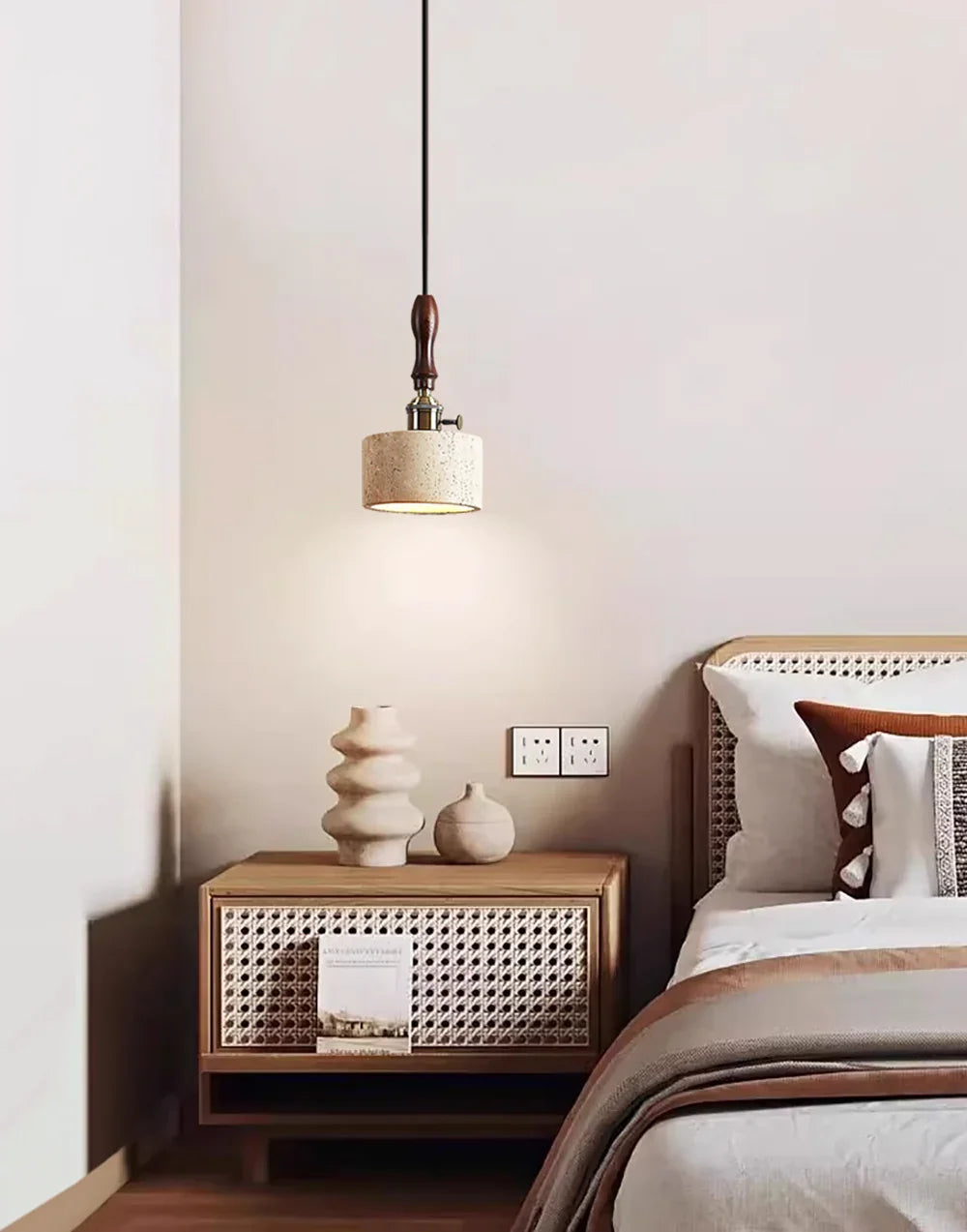 Cylinder Franciska Travertine Pendant Lamp – Travertine detail 6
