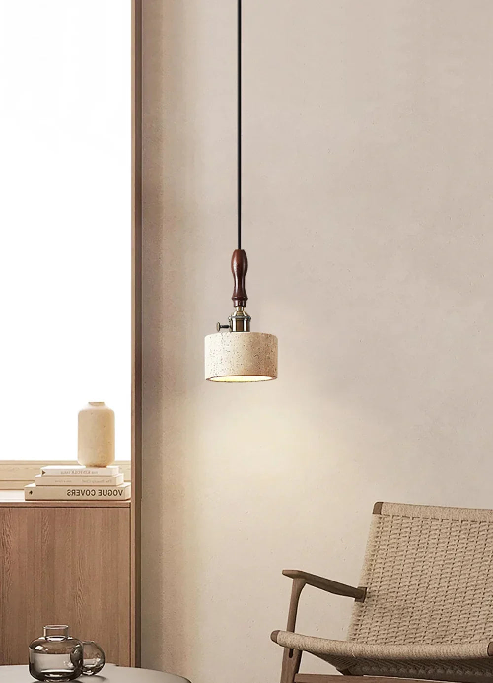 Cylinder Franciska Travertine Pendant Lamp – Travertine detail 13