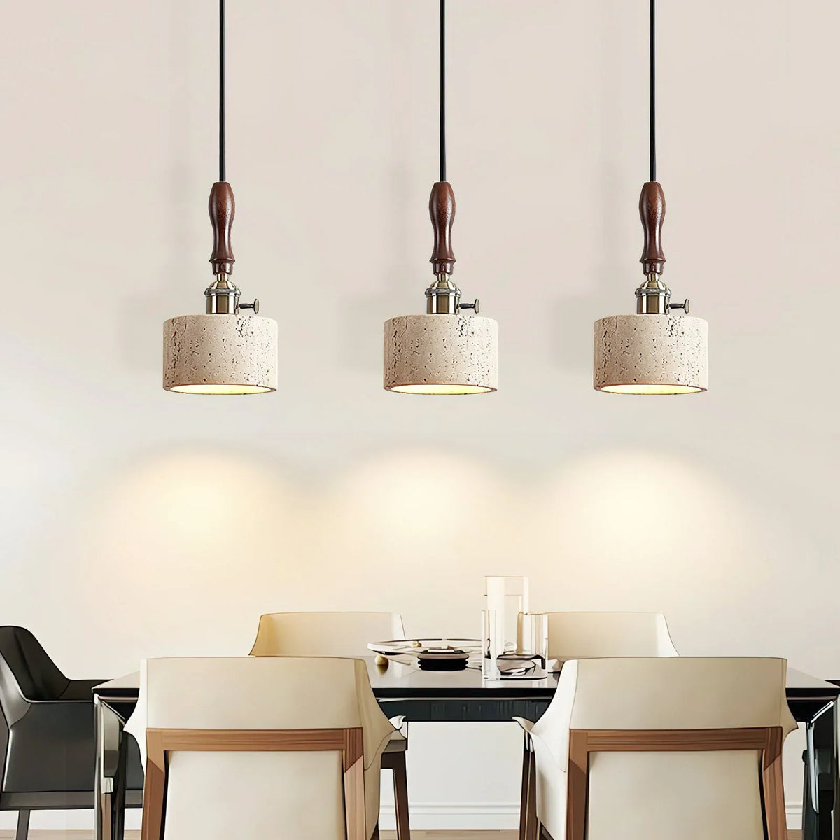 Cylinder Franciska Travertine Pendant Lamp – Travertine detail 3