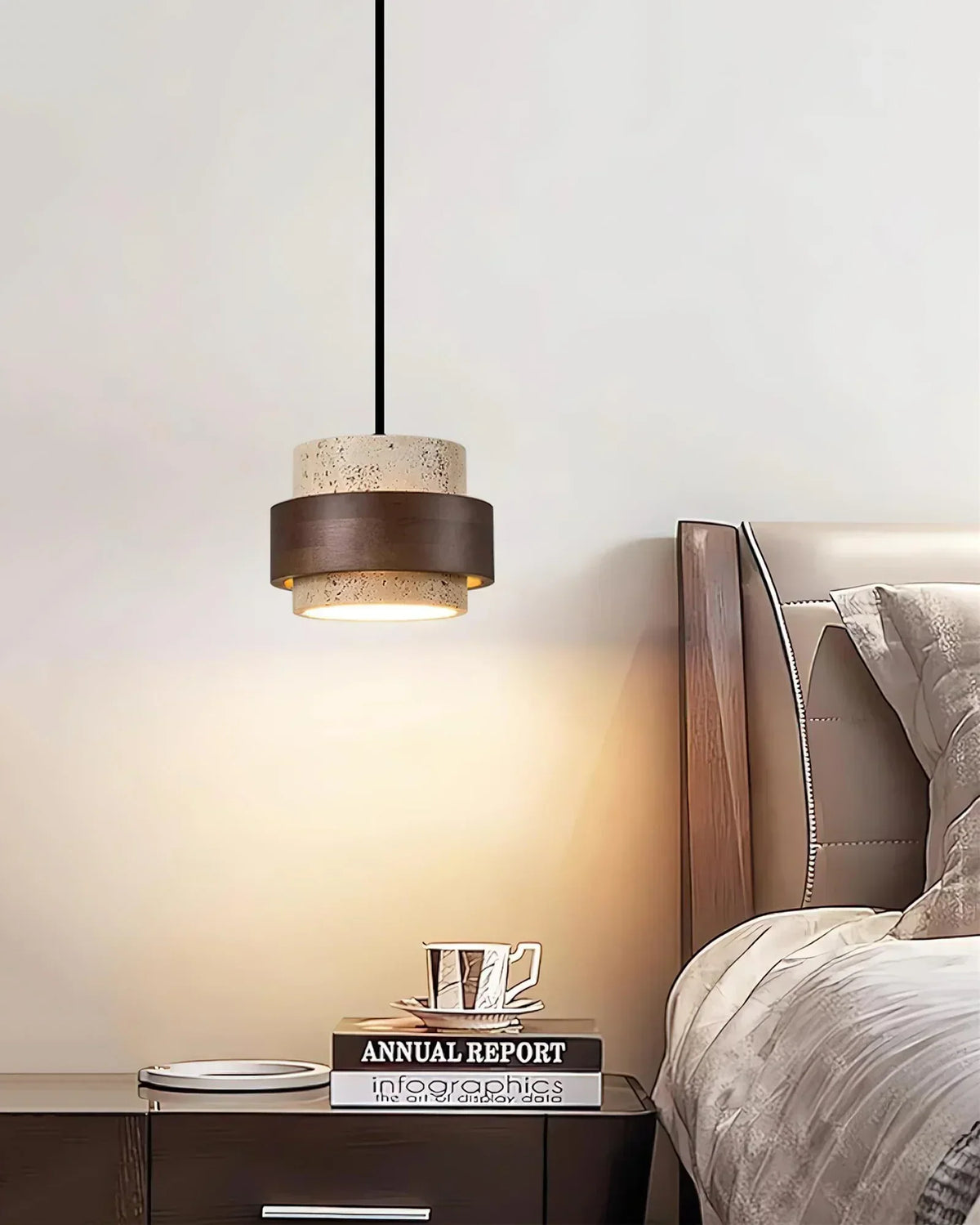 Cylinder Stonova Travertine Pendant Lamp – Travertine detail 16