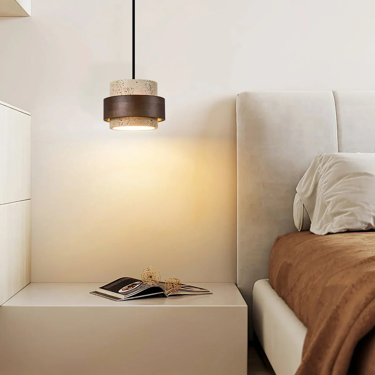 Cylinder Stonova Travertine Pendant Lamp – Travertine detail 7