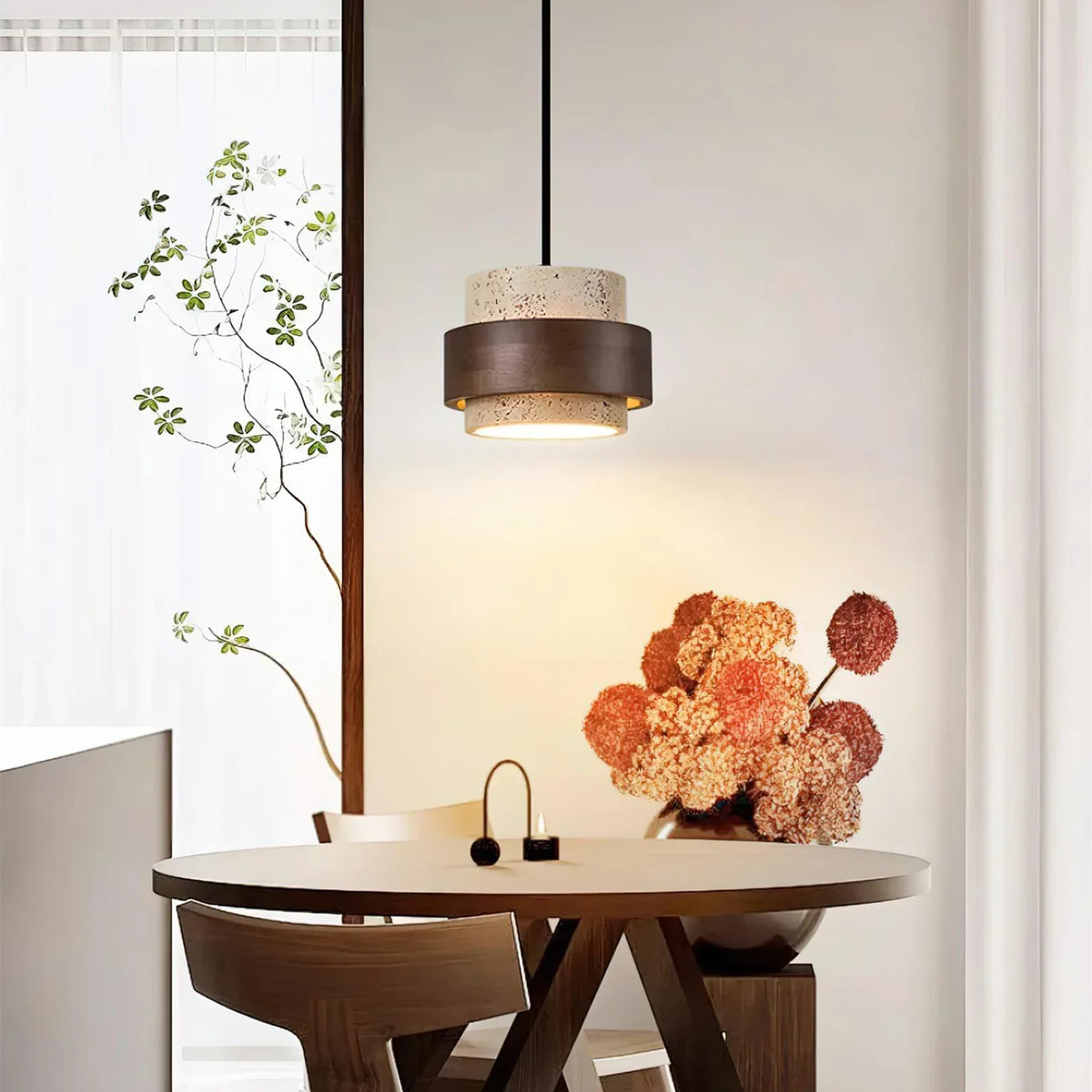 Cylinder Stonova Travertine Pendant Lamp – Travertine detail 2