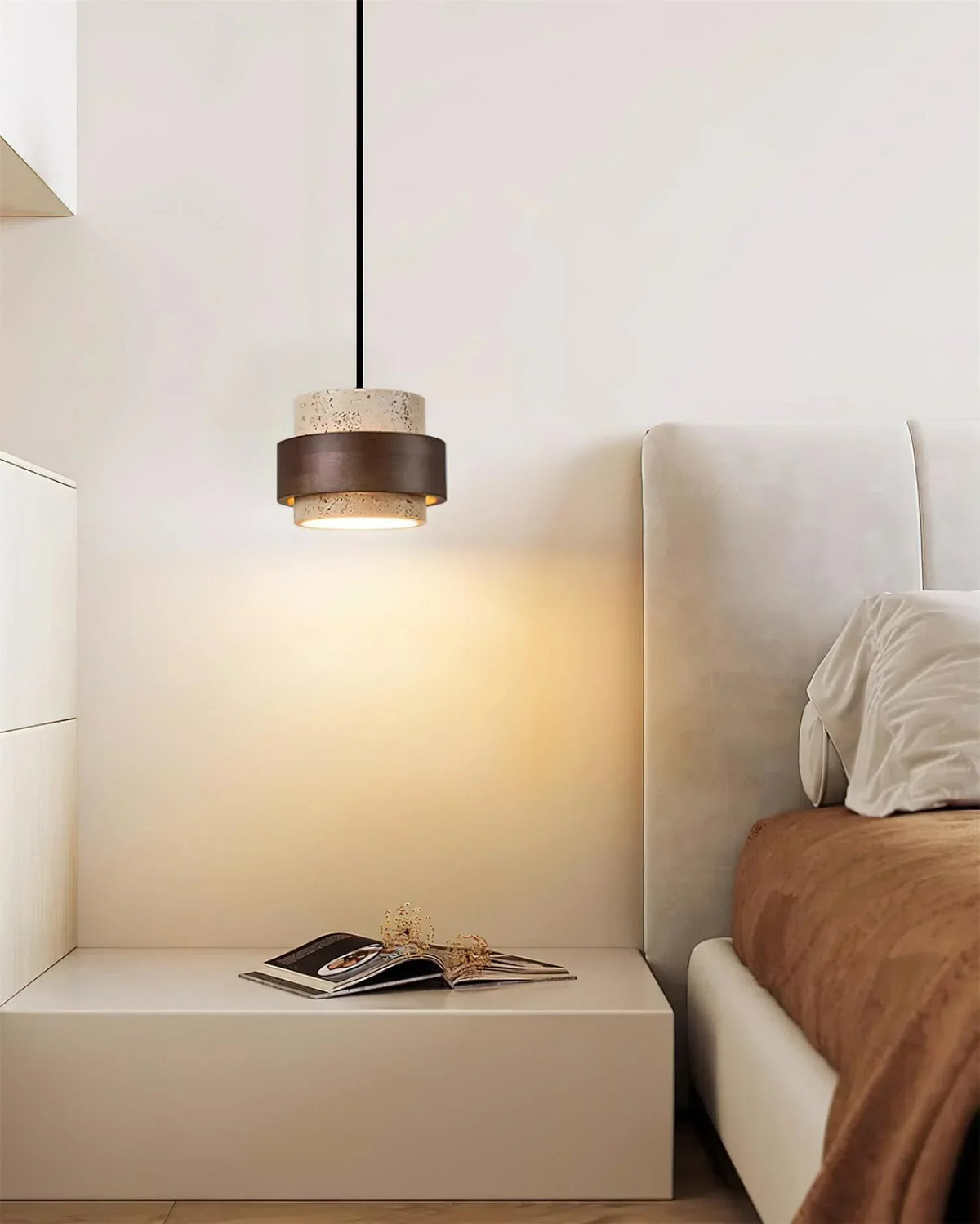 Cylinder Stonova Travertine Pendant Lamp – Travertine detail 14