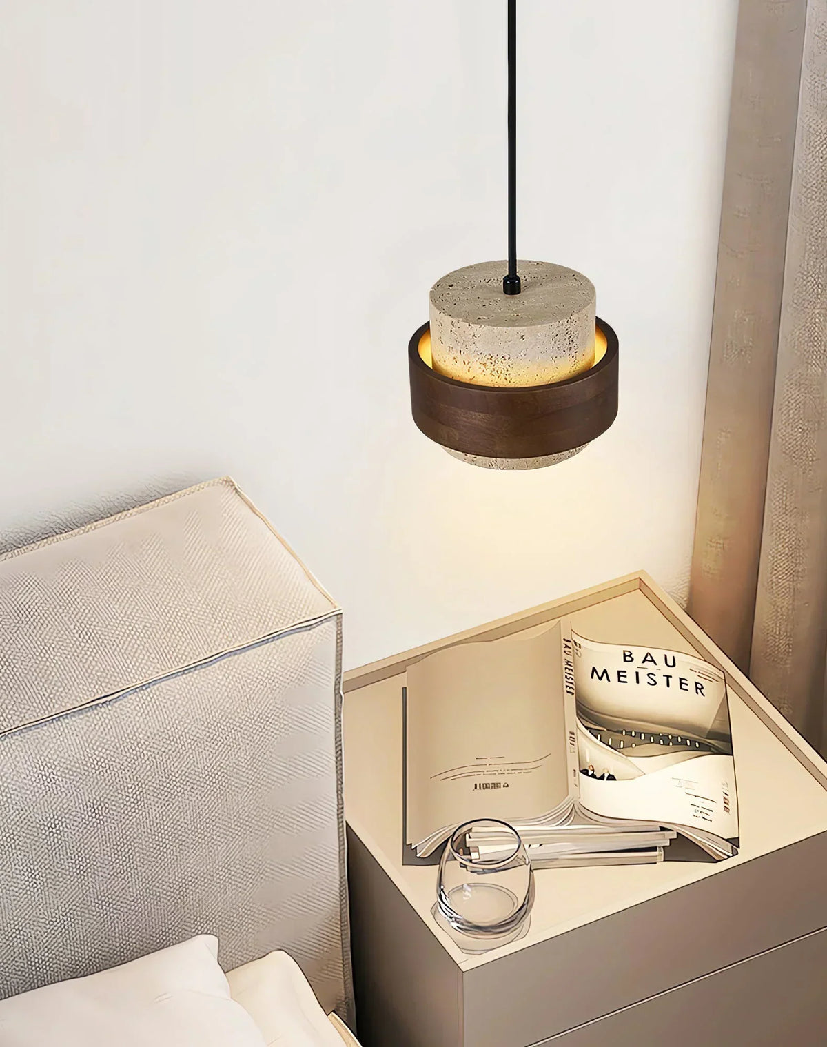 Cylinder Stonova Travertine Pendant Lamp – Travertine detail 17