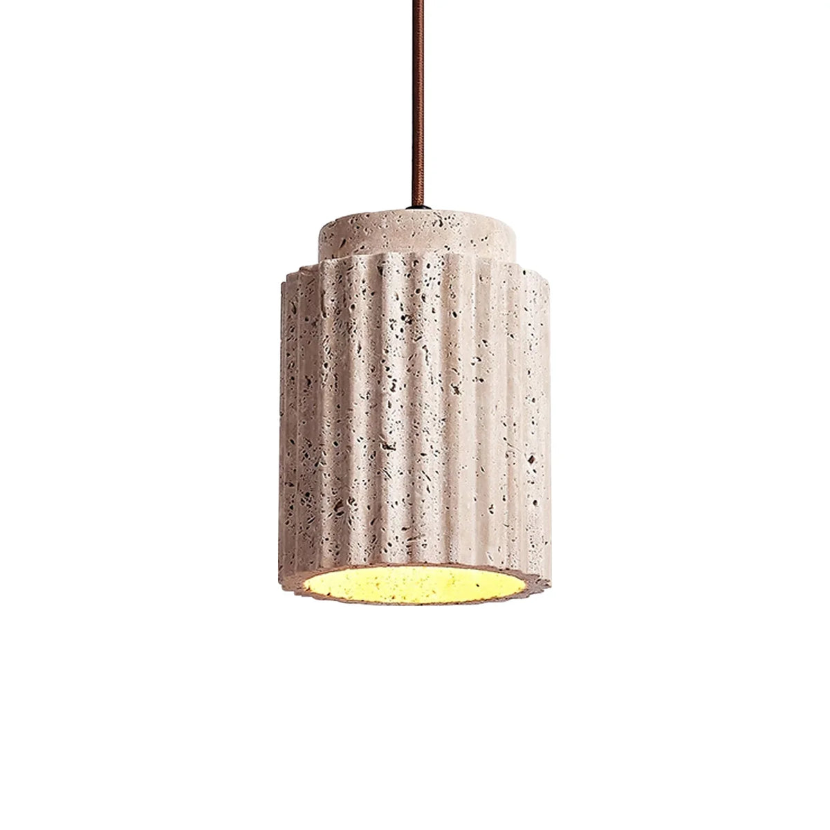 Cylindrical Caelia Travertine Pendant Light – Travertine detail 14