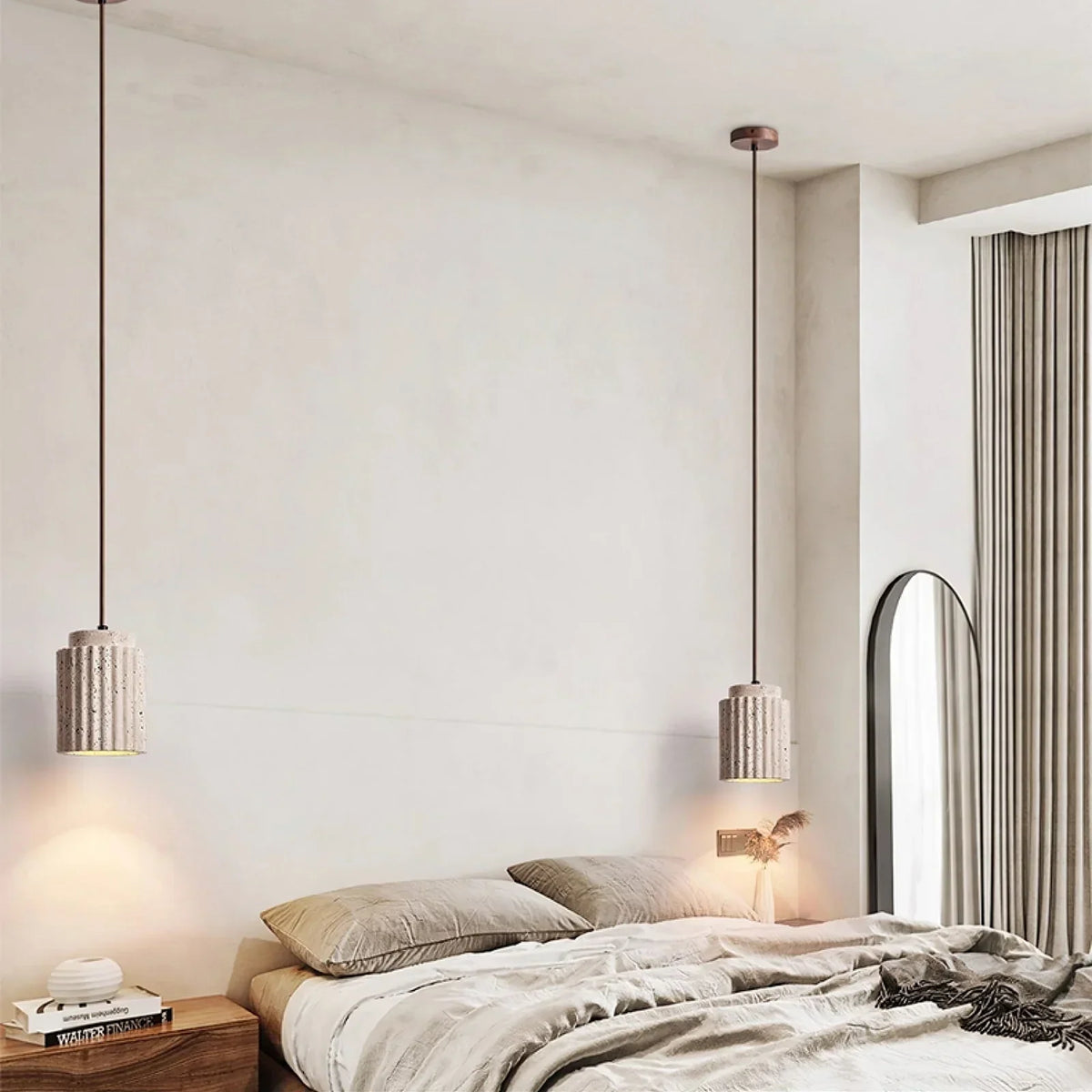 Cylindrical Caelia Travertine Pendant Light – Travertine detail 9