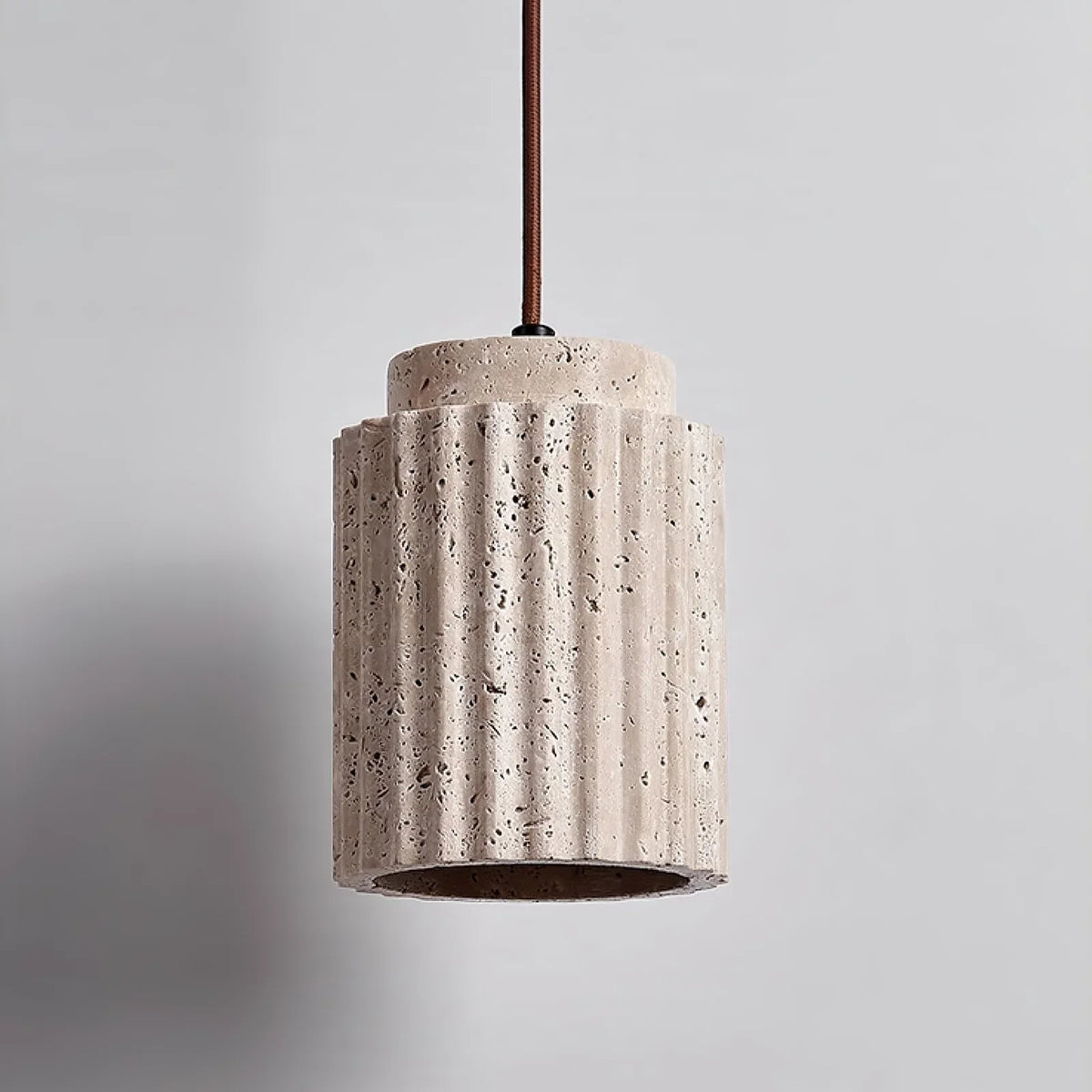 Cylindrical Caelia Travertine Pendant Light – Travertine detail 13