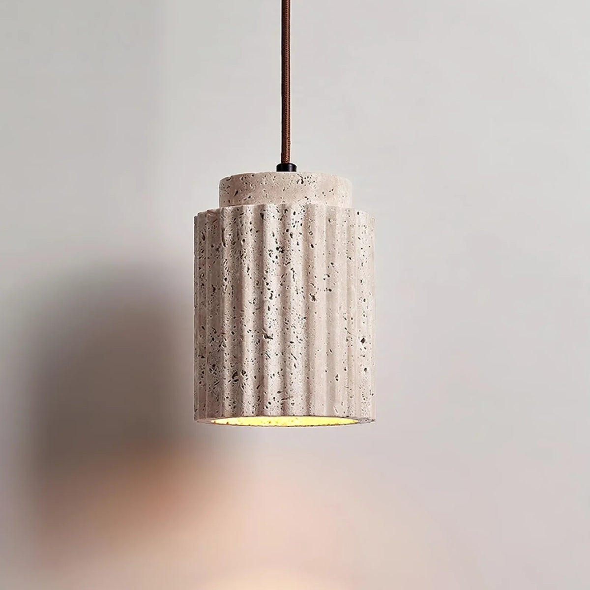 Cylindrical Caelia Travertine Pendant Light – Travertine detail 10