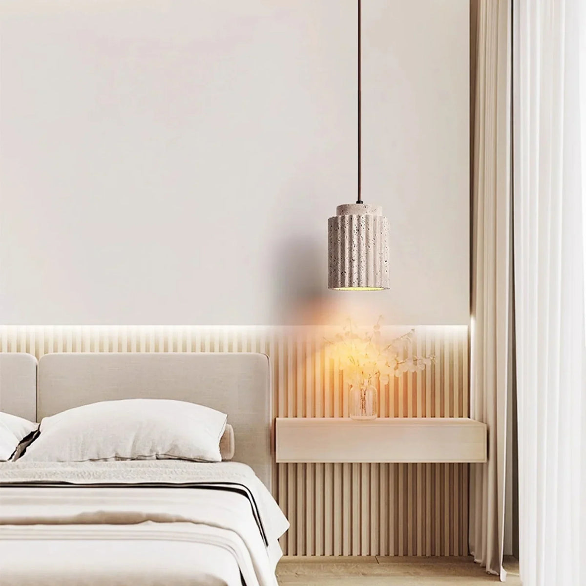 Cylindrical Caelia Travertine Pendant Light – Travertine detail 7