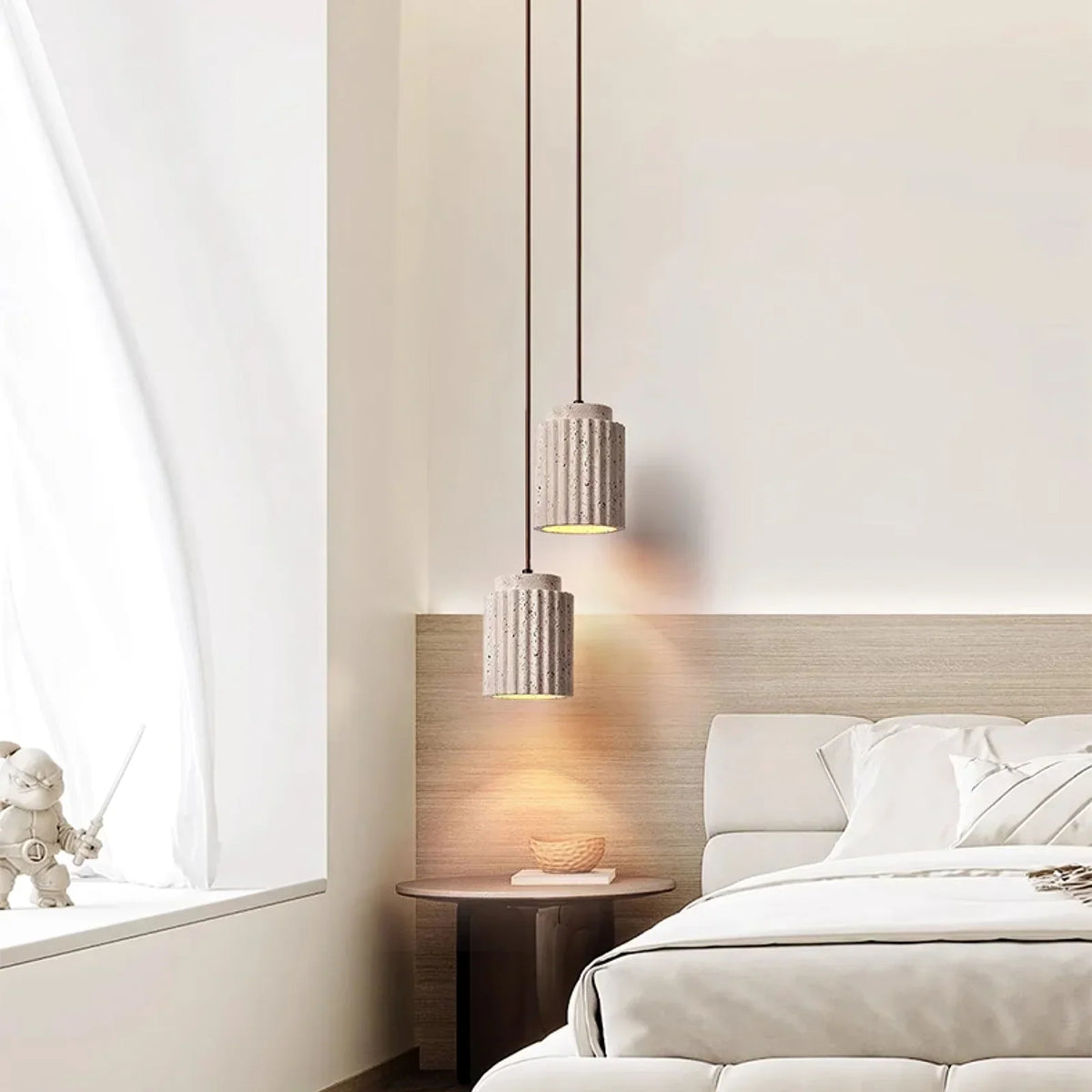 Cylindrical Caelia Travertine Pendant Light – Travertine detail 8