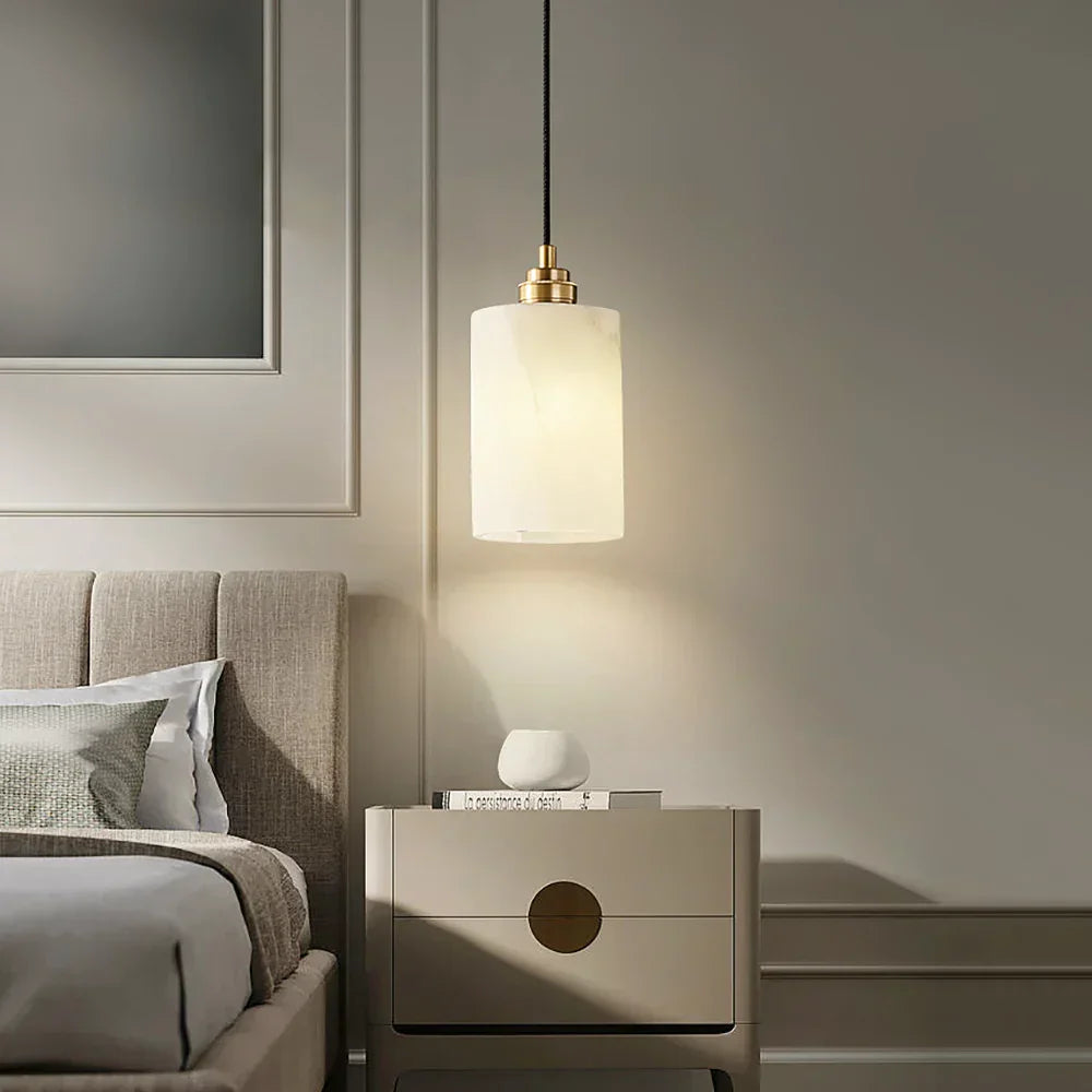 Cylindrical Alabaster Pendant Light – Alabaster detail 3