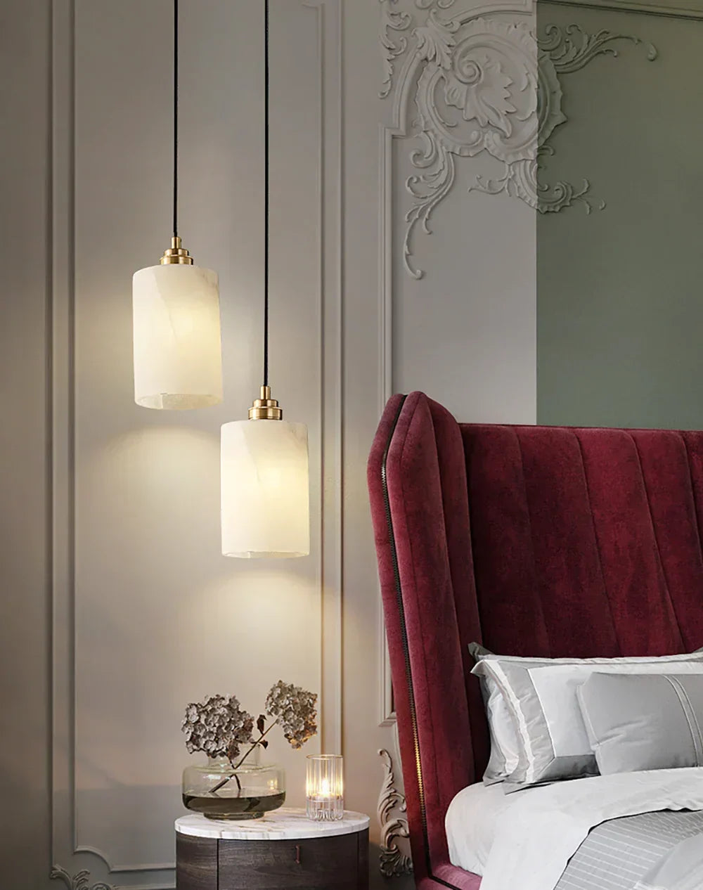 Cylindrical Alabaster Pendant Light – Alabaster detail 9