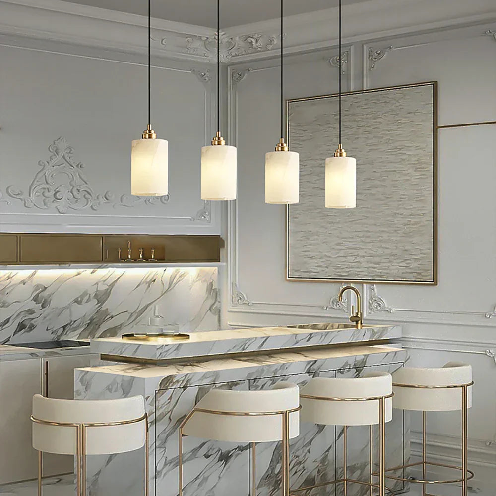 Cylindrical Alabaster Pendant Light – Alabaster detail 4