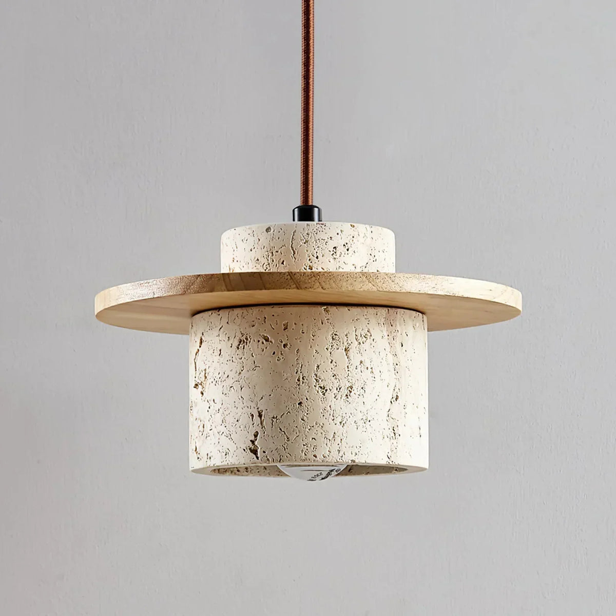Cylindrical Stonova Duo Travertine Pendant Light – Travertine detail 15