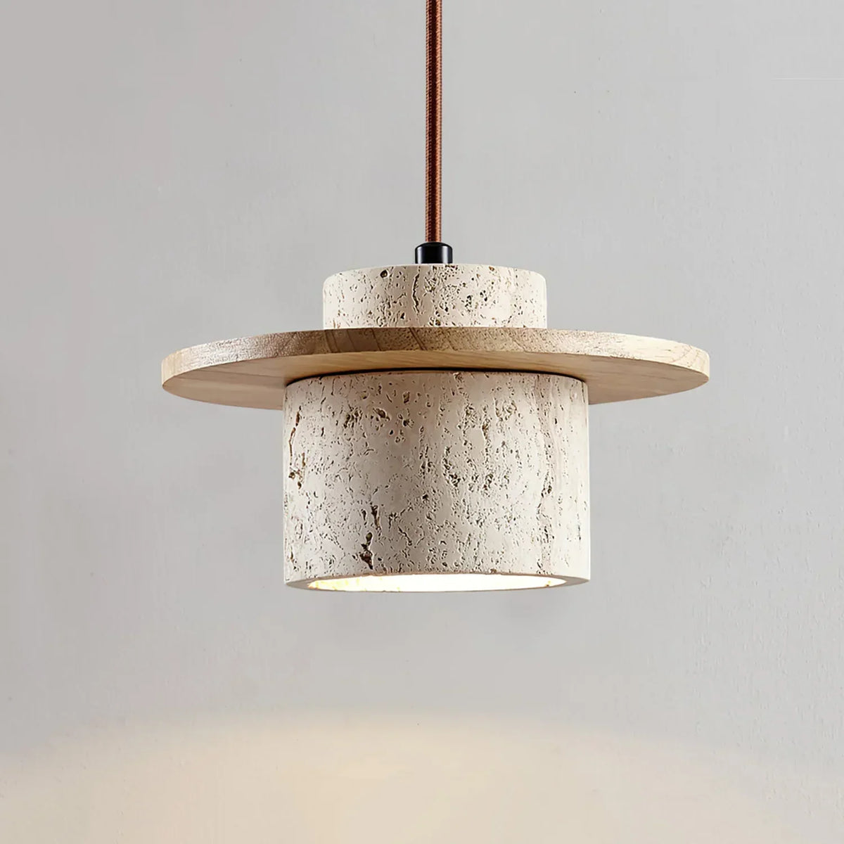 Cylindrical Stonova Duo Travertine Pendant Light – Travertine detail 14